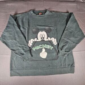 Vtg Mickey Unlimited Sweatshirt Crewneck Green Disney Mickey Mouse Graphic XL